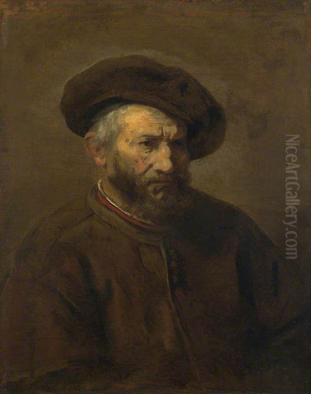 A Study of an Elderly Man in a Cap.Half-figure of a Bearded Man with Beret Oil Painting by Rembrandt