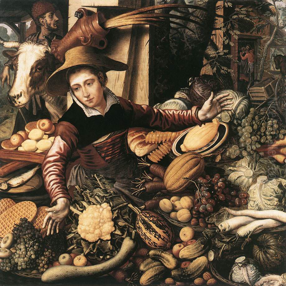 Marktfrau am Gemusestand Oil Painting by Pieter Aertsen