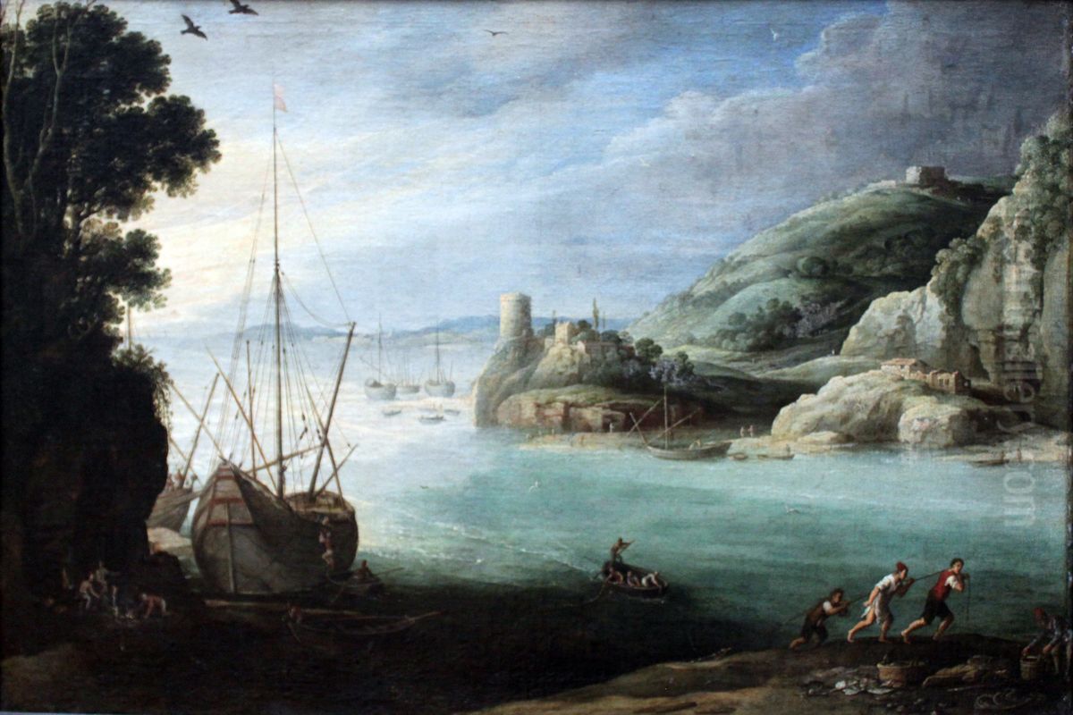 Mountainous seashore Oil Painting by Paul Bril