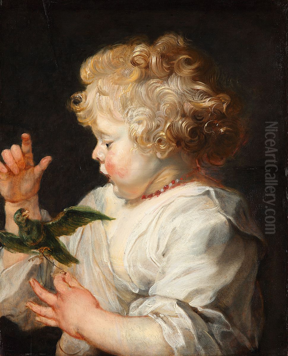 A child with bird Oil Painting by (studio of) Rubens, Peter Paul