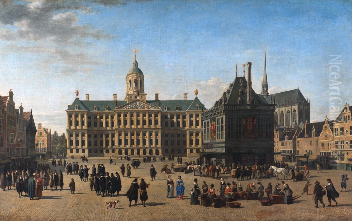 De Dam in Amsterdam Oil Painting by Gerrit Adriaenszoon Berckheyde