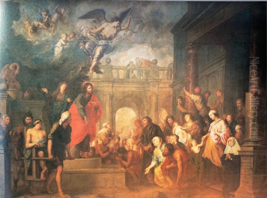 Jezus geneest zieken aan de bron Bethesda Oil Painting by Theodoor Boeyermans