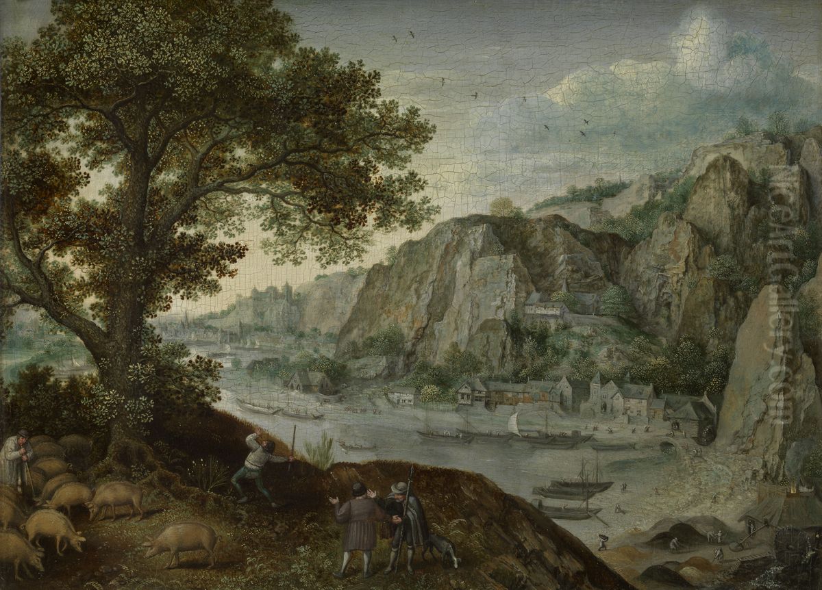 Hoei gezien vanuit Ahin Oil Painting by Lucas van Valckenborch