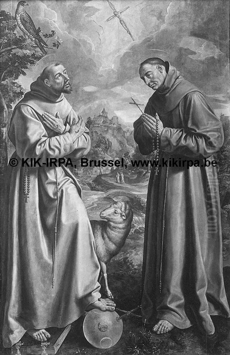 Saint Francis of Assisi and Saint Didacus of Alcala Oil Painting by Maerten De Vos