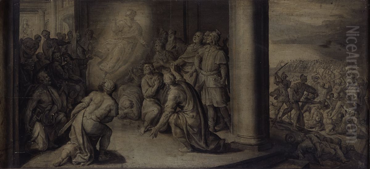 Saint Luke Appearing at the Curch of Our Lady in Tripoli Oil Painting by Maerten De Vos