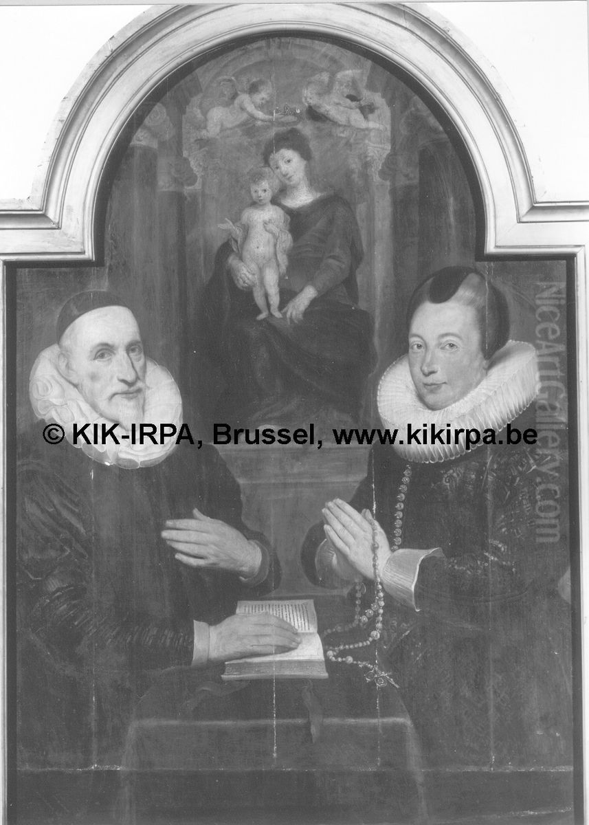 Donor and His Wife Oil Painting by Simon de Vos