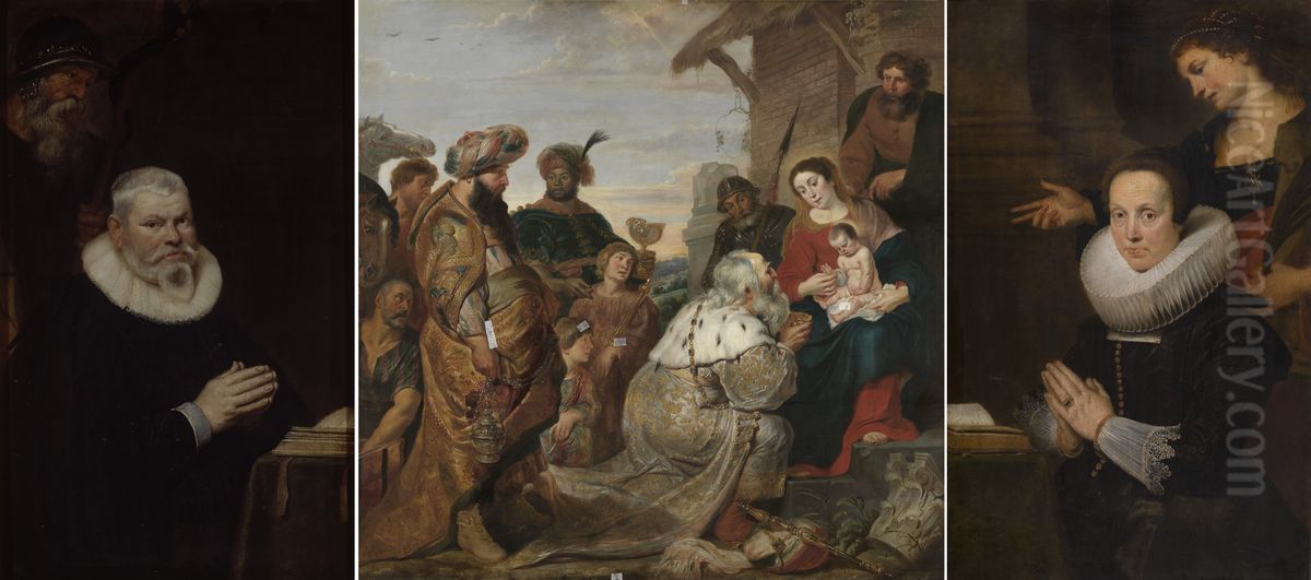 Epitaaf van Willem van Meerbeeck en zijn vrouw Barbara Kegeleers Oil Painting by Cornelis De Vos