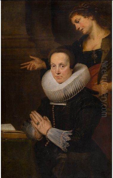 Barbara Kegeleers with Saint Barbara Oil Painting by Cornelis De Vos