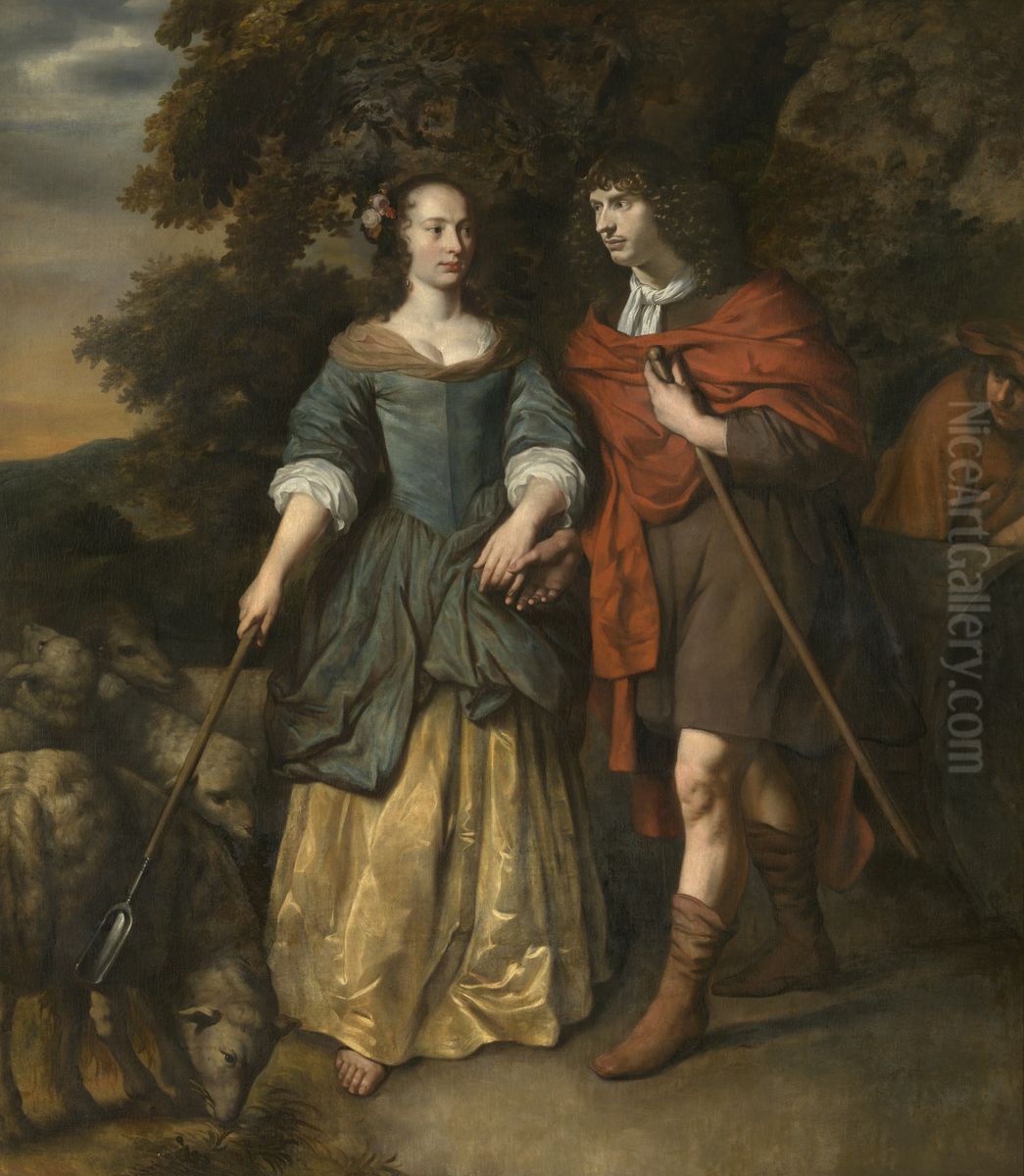 Young Couple in Shepherd's Costumes Oil Painting by Gerbrand Van Den Eeckhout