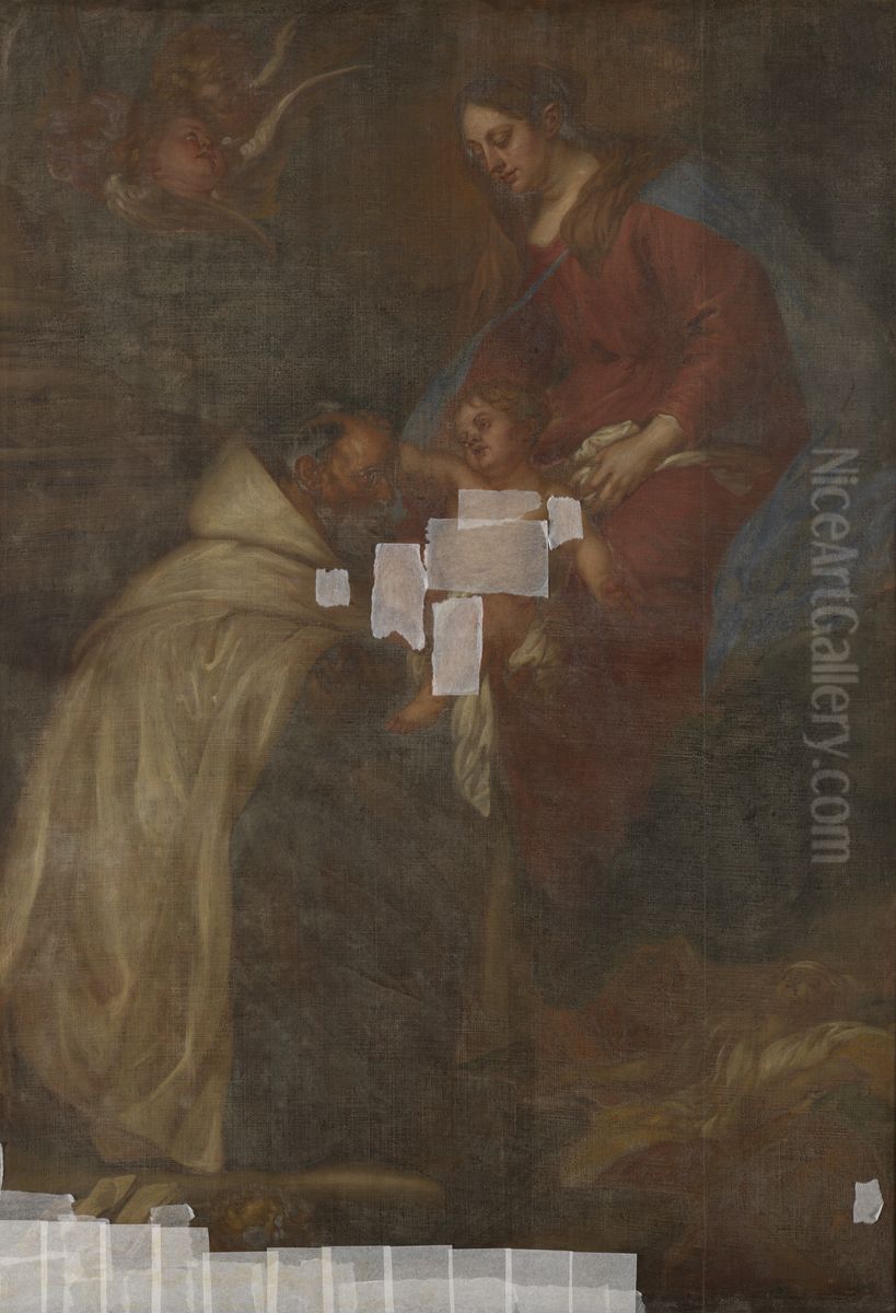 Madonna verschijnt aan de heilige Simon Stock Oil Painting by Lucas Franchoys the Younger