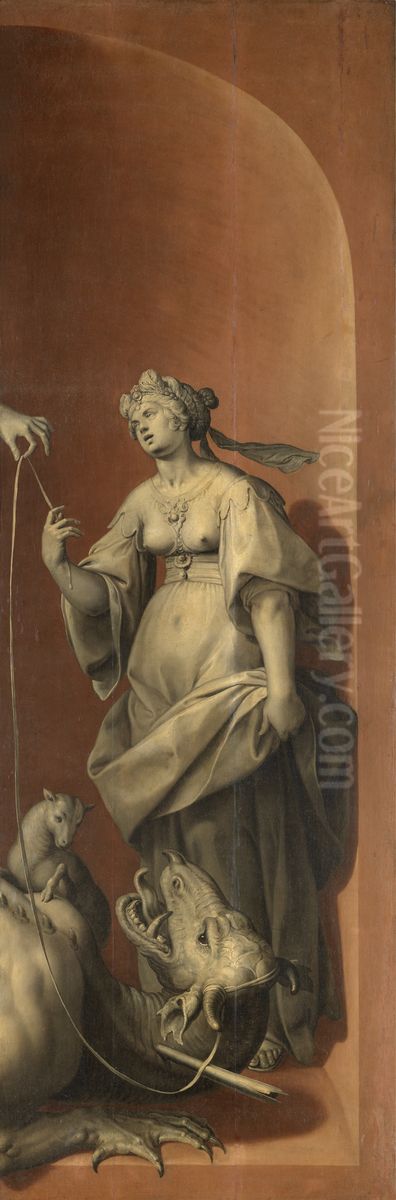 De H. Margaretha en de draak Oil Painting by Ambrosius Francken I