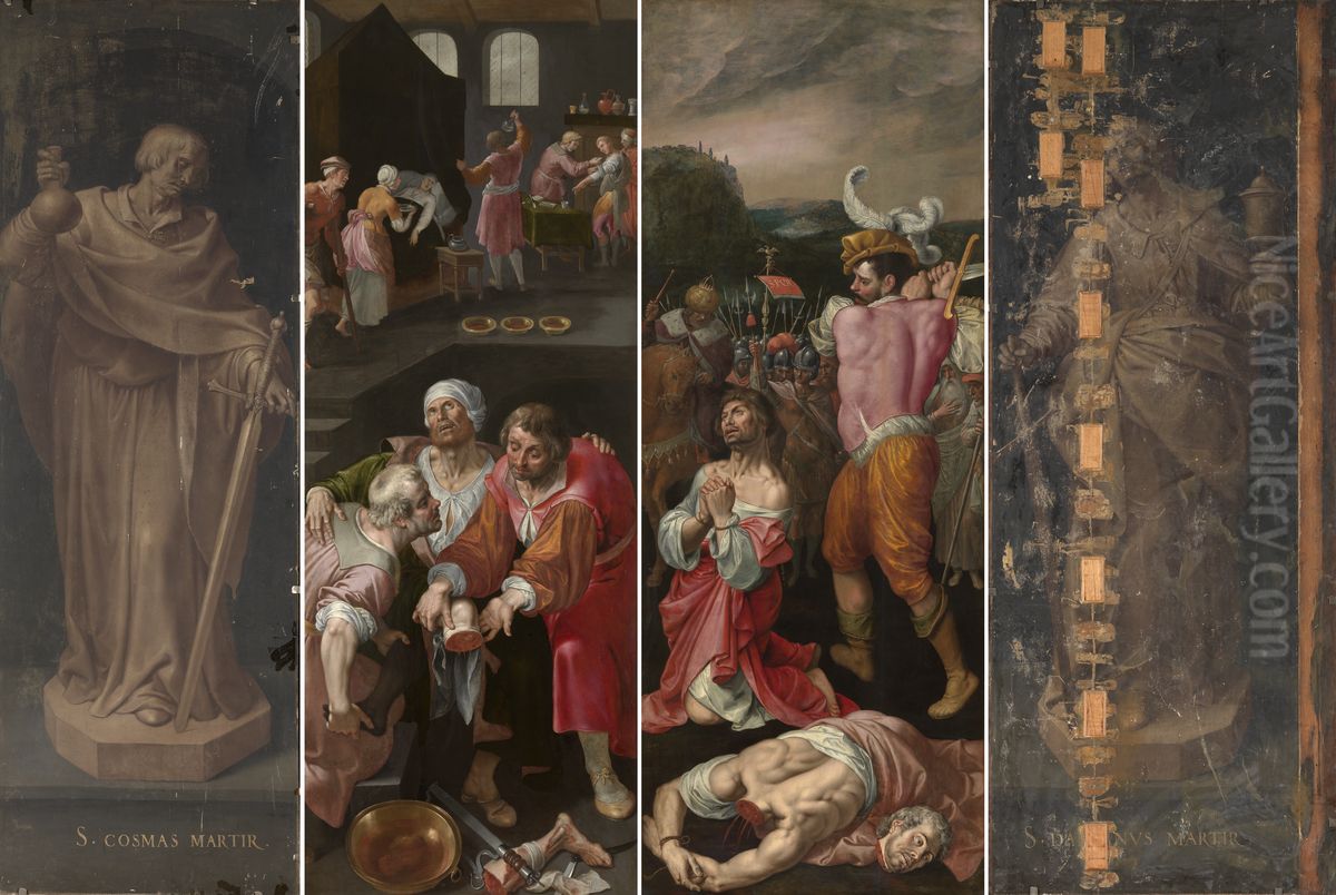 Altaarstuk van het barbier- en chirurgijnambacht Oil Painting by Ambrosius Francken I