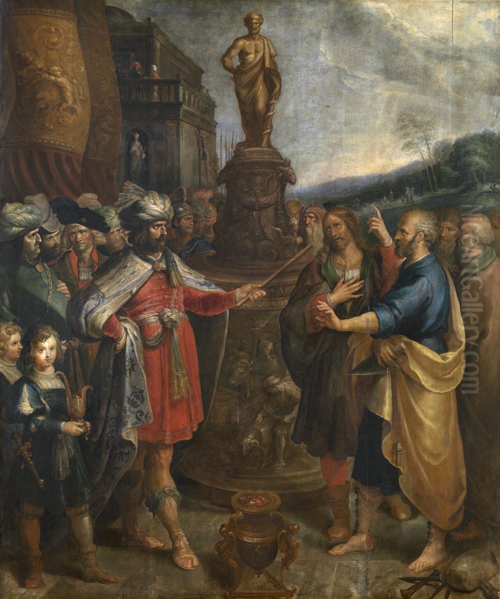 Keizer Diocletianus toont het beeld van Aesculapius Oil Painting by Frans Francken the Younger