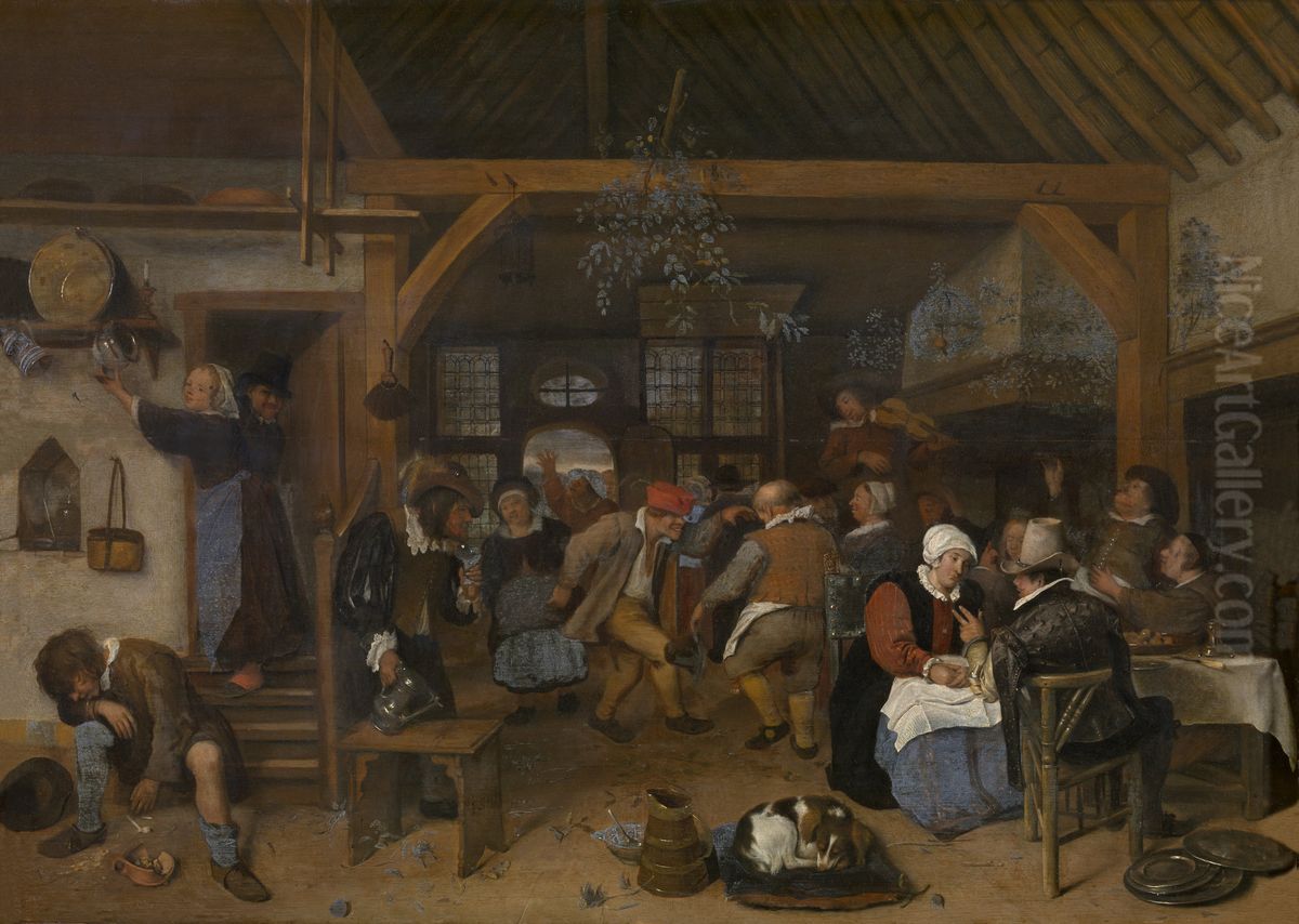 Huwelijksfeest Oil Painting by Jan Steen