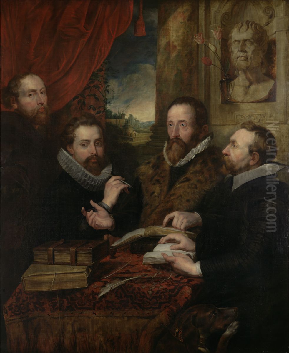 Four Philosophers Oil Painting by Jean-Pierre-Antoine Tassaert