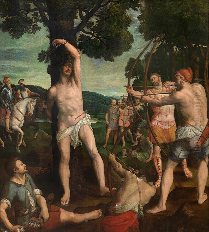 The martyrdom of St Sebastian Oil Painting by Michiel Coxie