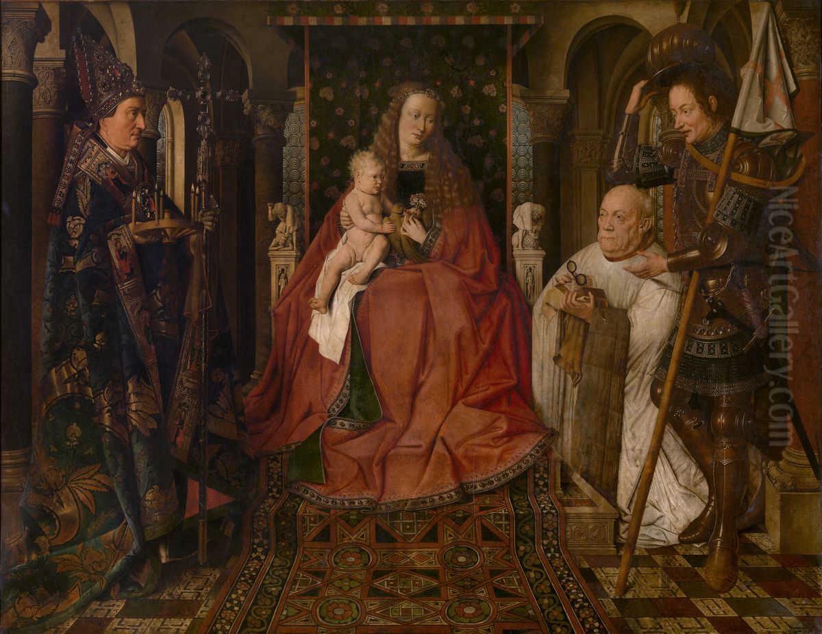 Madonna met kanunnik Joris van der Paele Oil Painting by Jan Van Eyck