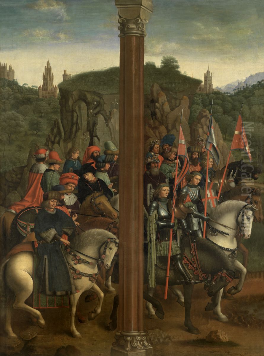 De ridders van Christus en De rechtvaardige rechters Oil Painting by Jan Van Eyck