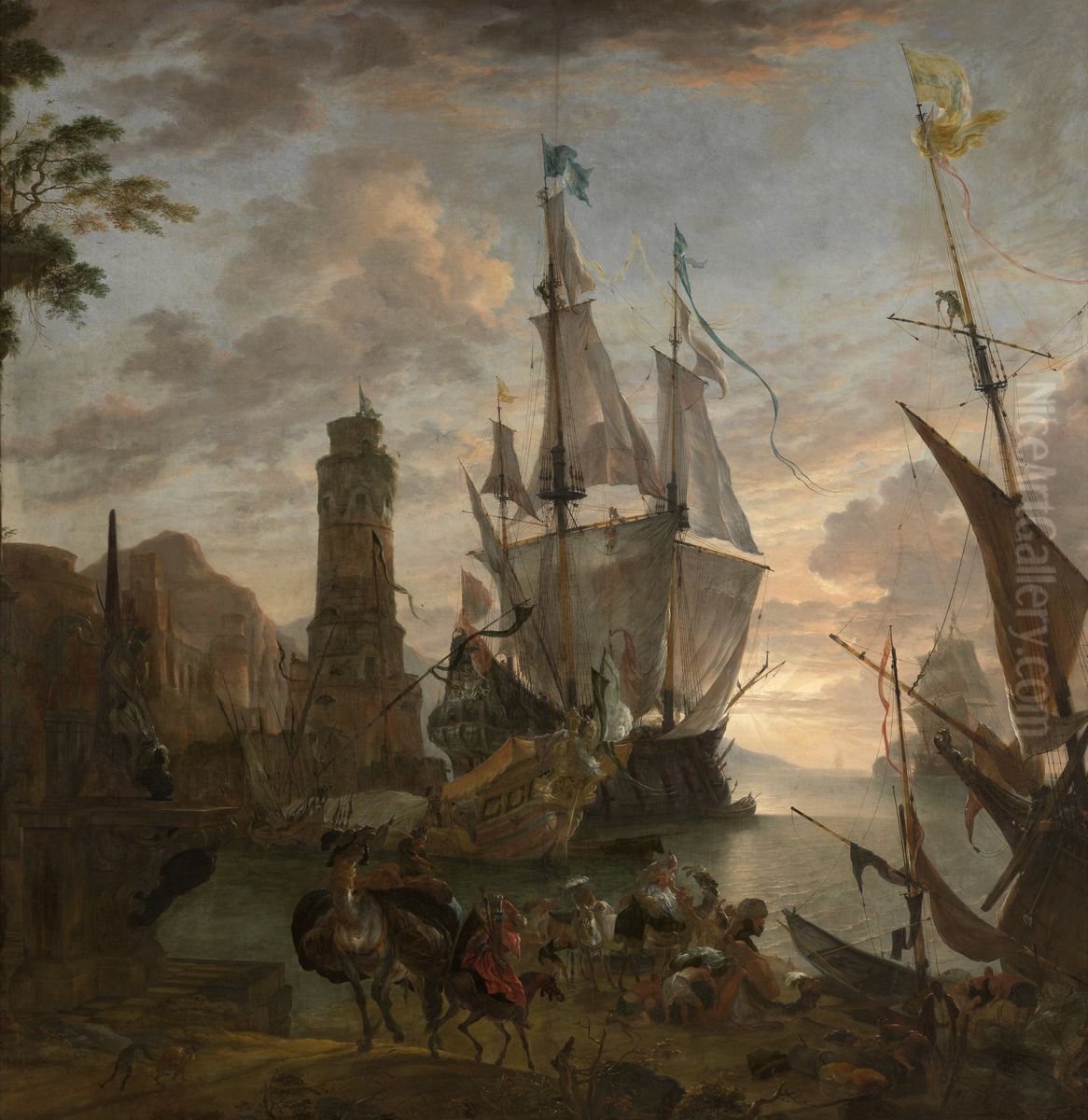 Oosterse Zeehaven Oil Painting by Hendrik van Minderhout
