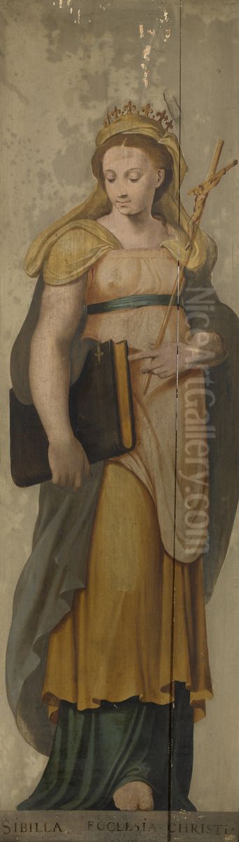 Sibille met kruisstaf Oil Painting by Lambert van Noort