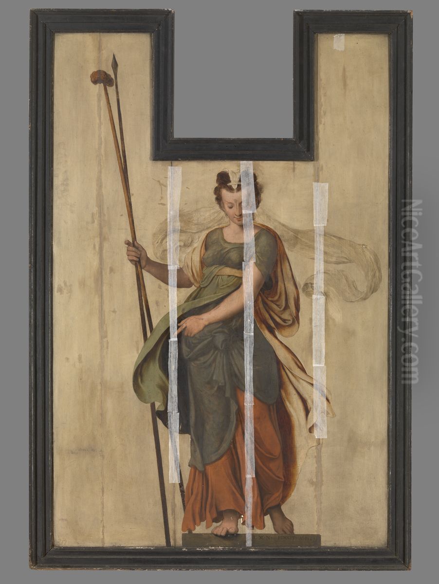 Sibille met lans en spons Oil Painting by Lambert van Noort