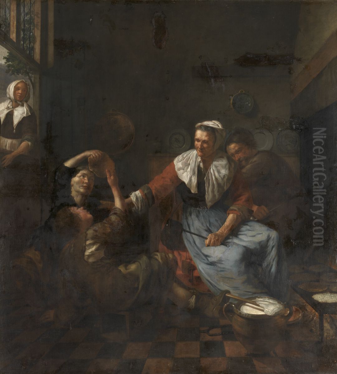 Making Pancakes Oil Painting by Jan Van Pee