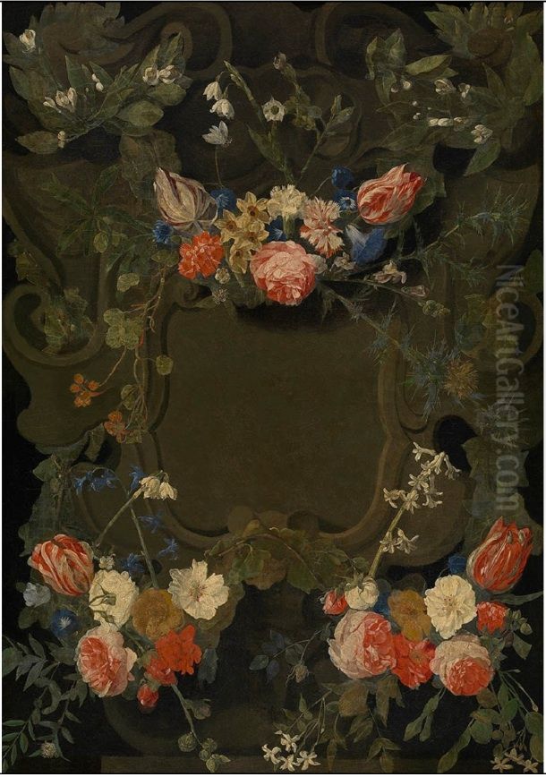 Flower garland Oil Painting by Jan Philip van Thielen