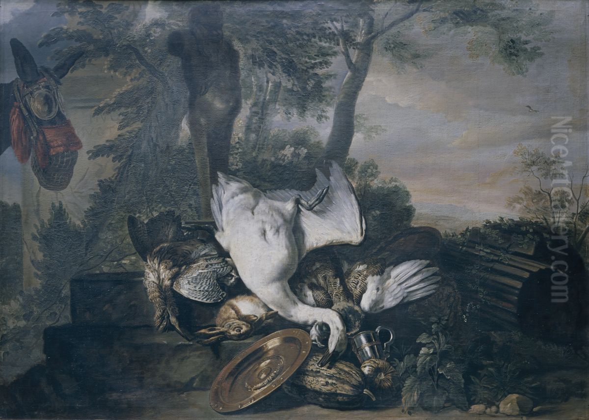 Stilleven met dode zwaan Oil Painting by Adriaen van Utrecht