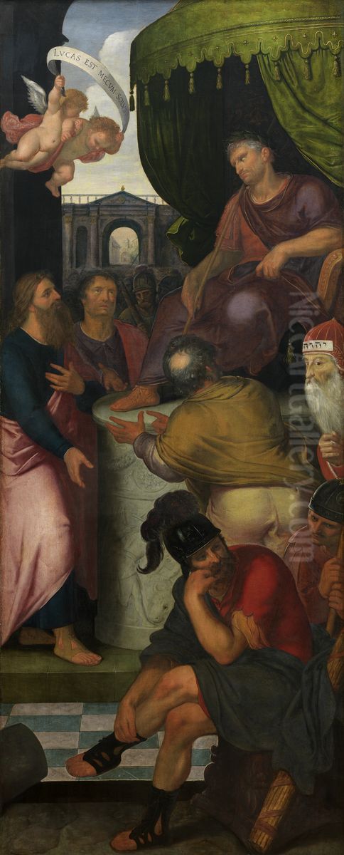 De HH. Lucas en Paulus voor de proconsul van Caesarea (rechterluik van het altaar van het Sint-Lucasgilde) Oil Painting by Otto van Veen