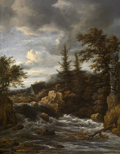 Waterfall in Norway Oil Painting by Jacob Van Ruisdael