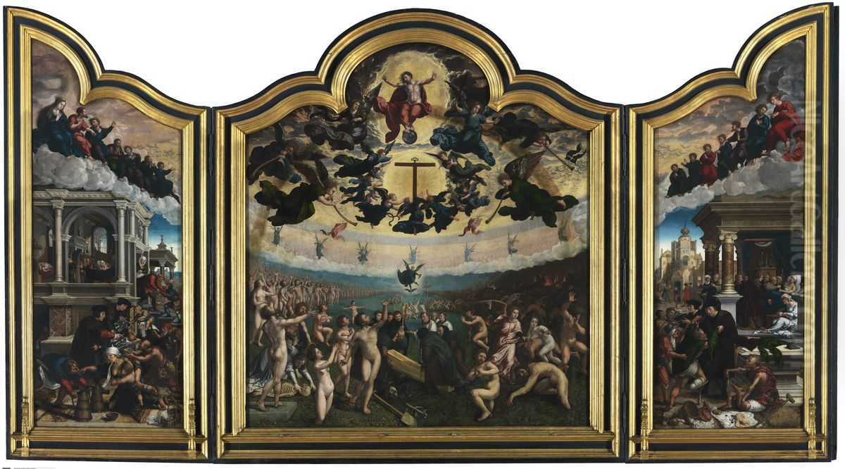 Laatste Oordeel en de zeven werken van barmhartigheid Oil Painting by Orley, Bernard van