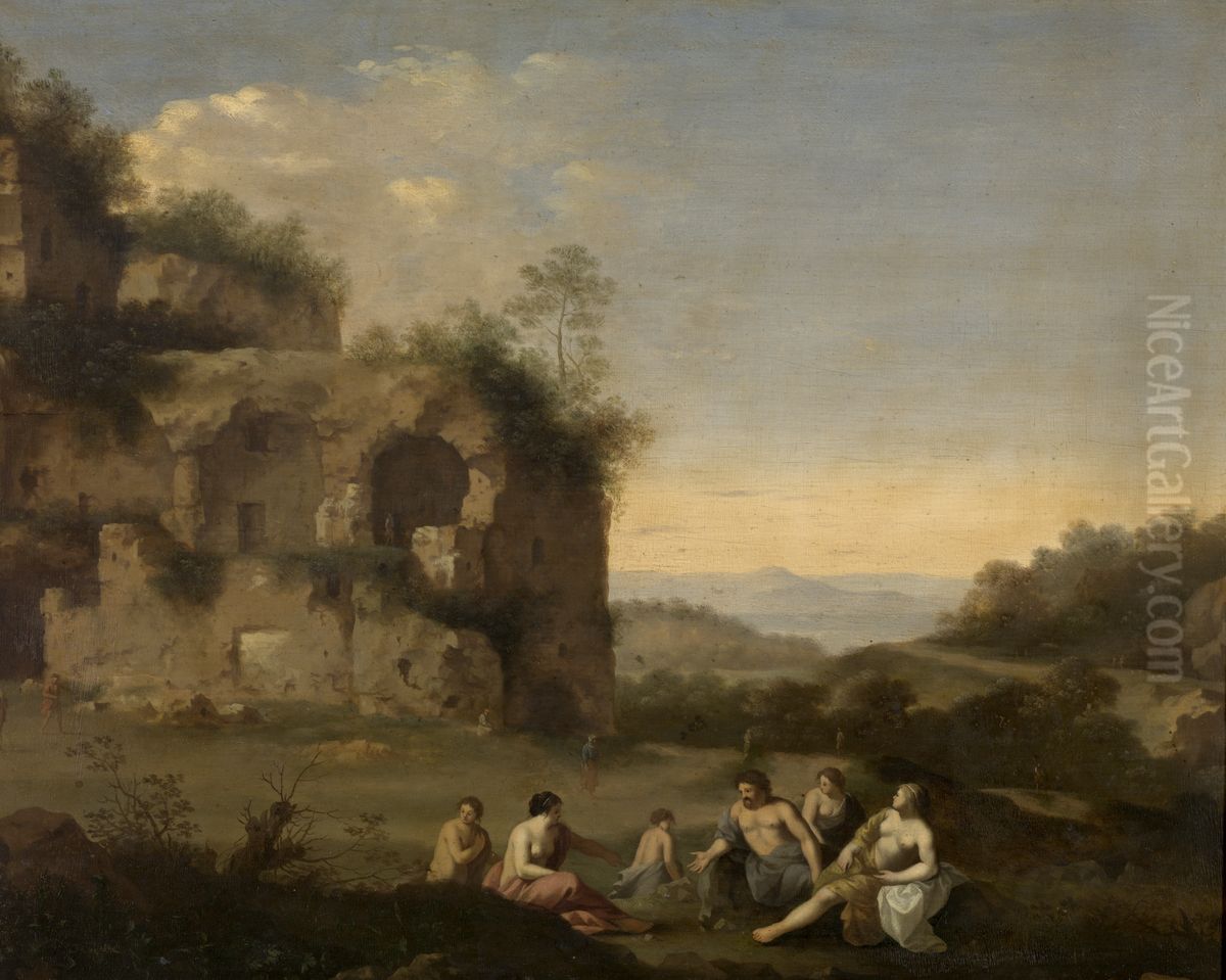 Landschap met ruine Oil Painting by Cornelius van Poelenburgh