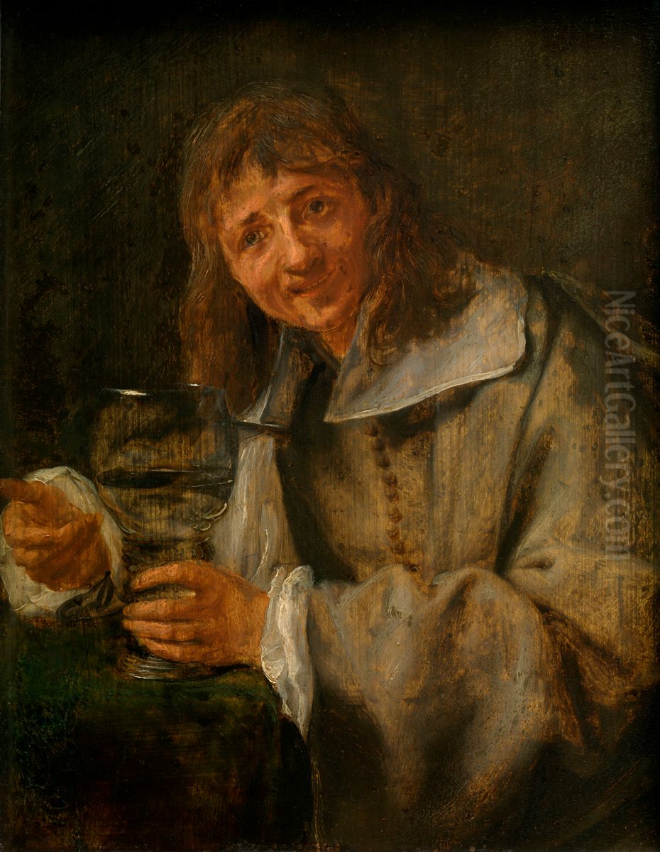 Taste (possibly a self-portrait) Oil Painting by Gonzales Coques