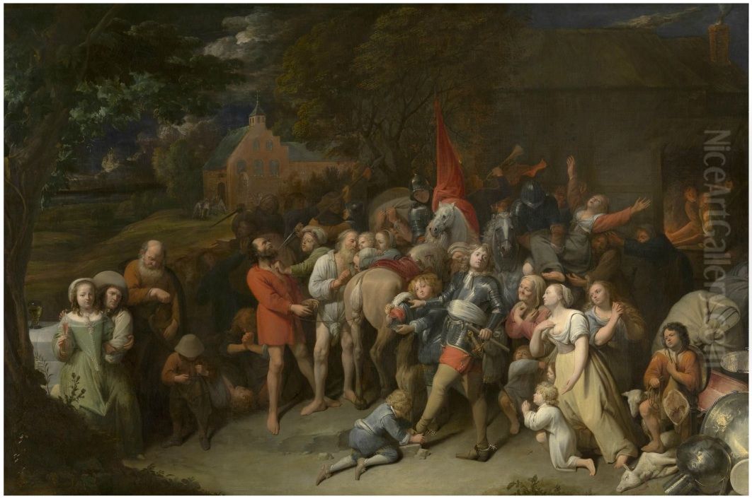 Plundering Soldiers Oil Painting by David Ryckaert III