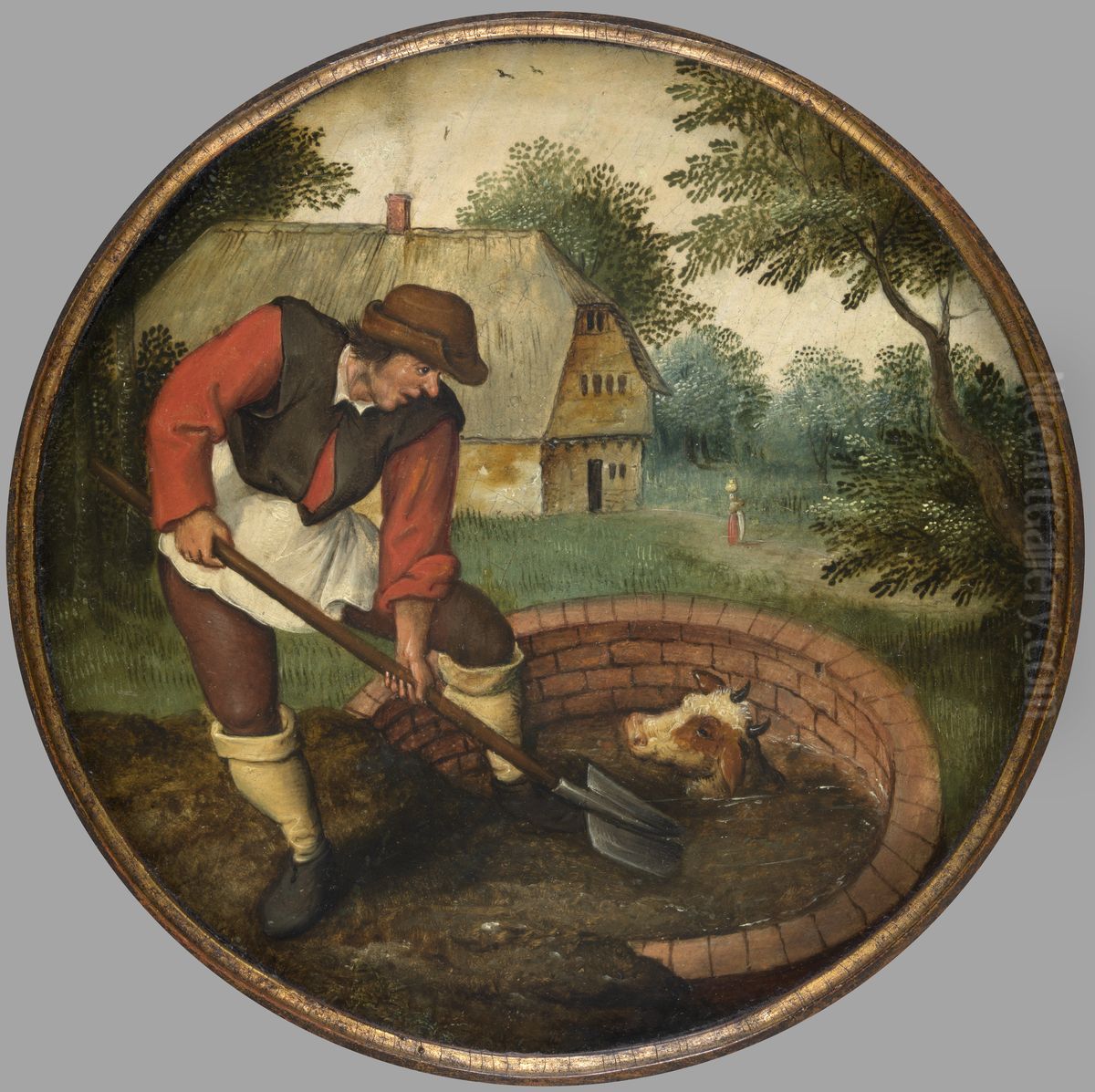 It is too Late to Fill in the Well After the Calf has Drowned Oil Painting by Pieter Brueghel the Younger
