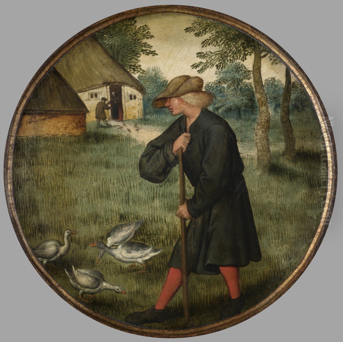 Wie weet waer omme de ganzen bervoets gaen? Oil Painting by Pieter Brueghel the Younger