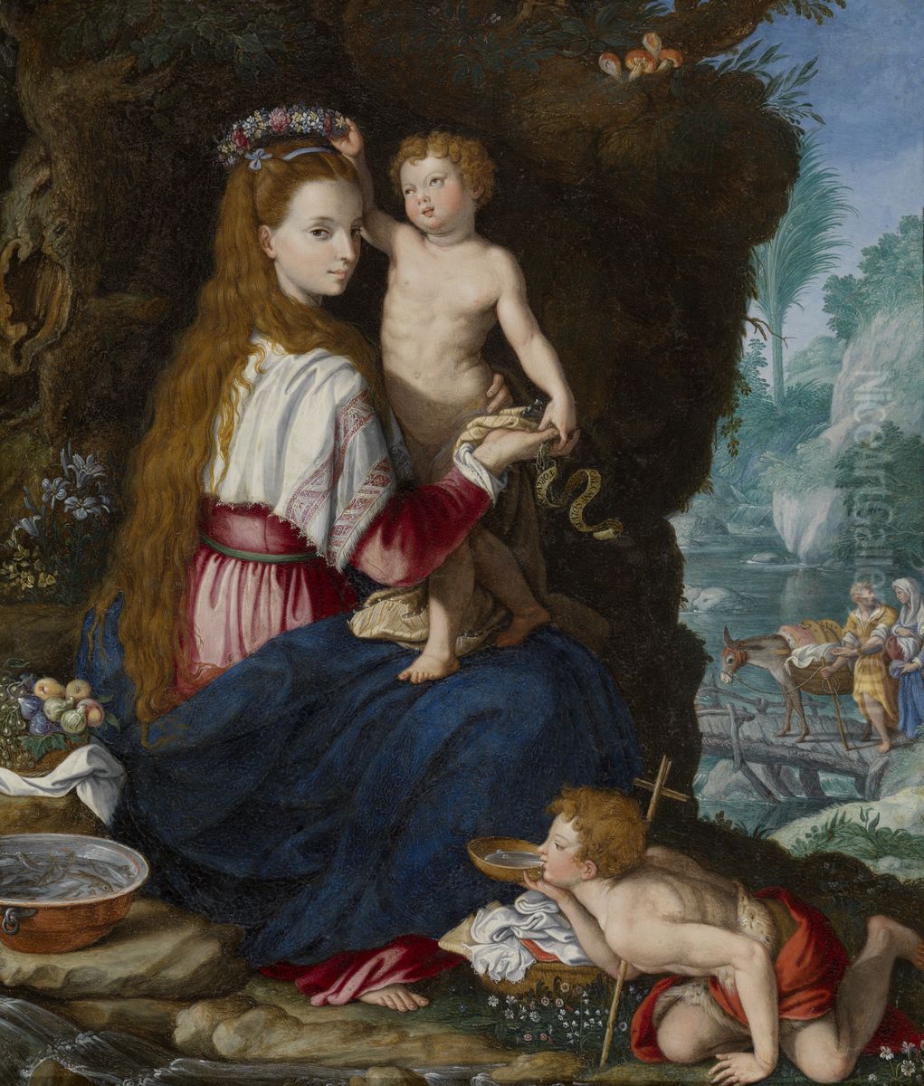Madonna with Little Saint John Oil Painting by Alessandro Allori