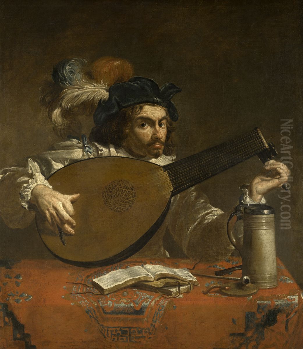 Luitspeler Oil Painting by Theodoor Rombouts