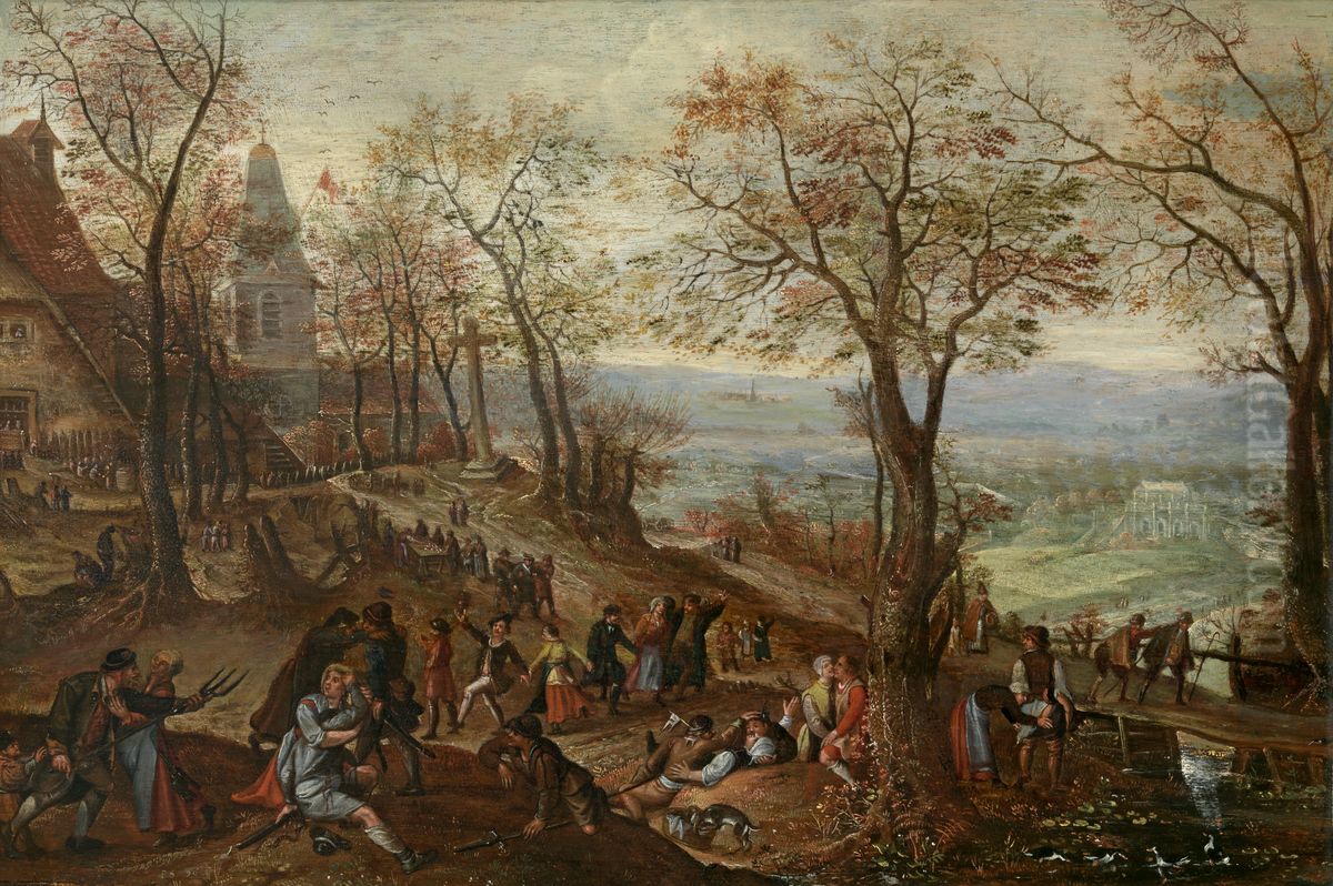 Country Fair Oil Painting by Pieter Stevens
