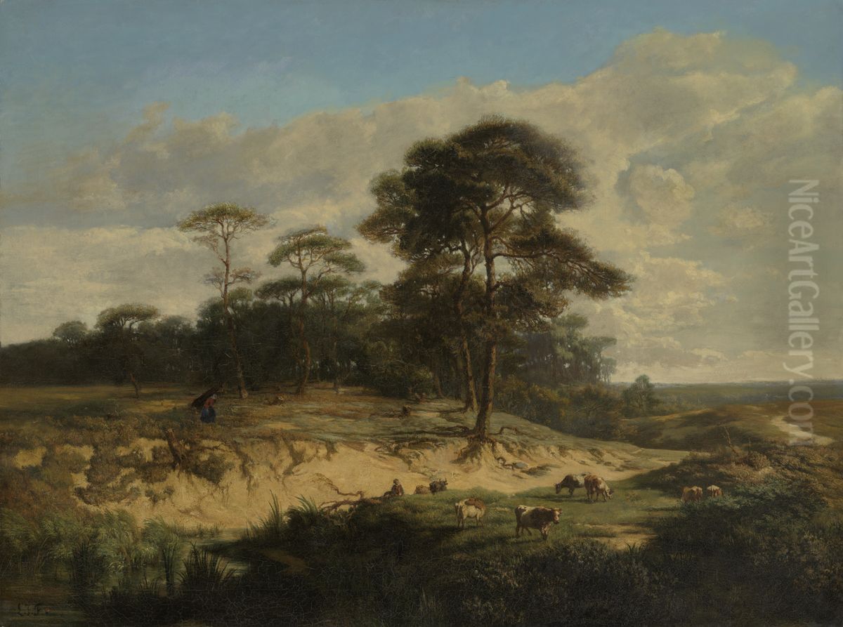 Landschap bij Kalmthout Oil Painting by Lodewijk Juliaan Fuchs