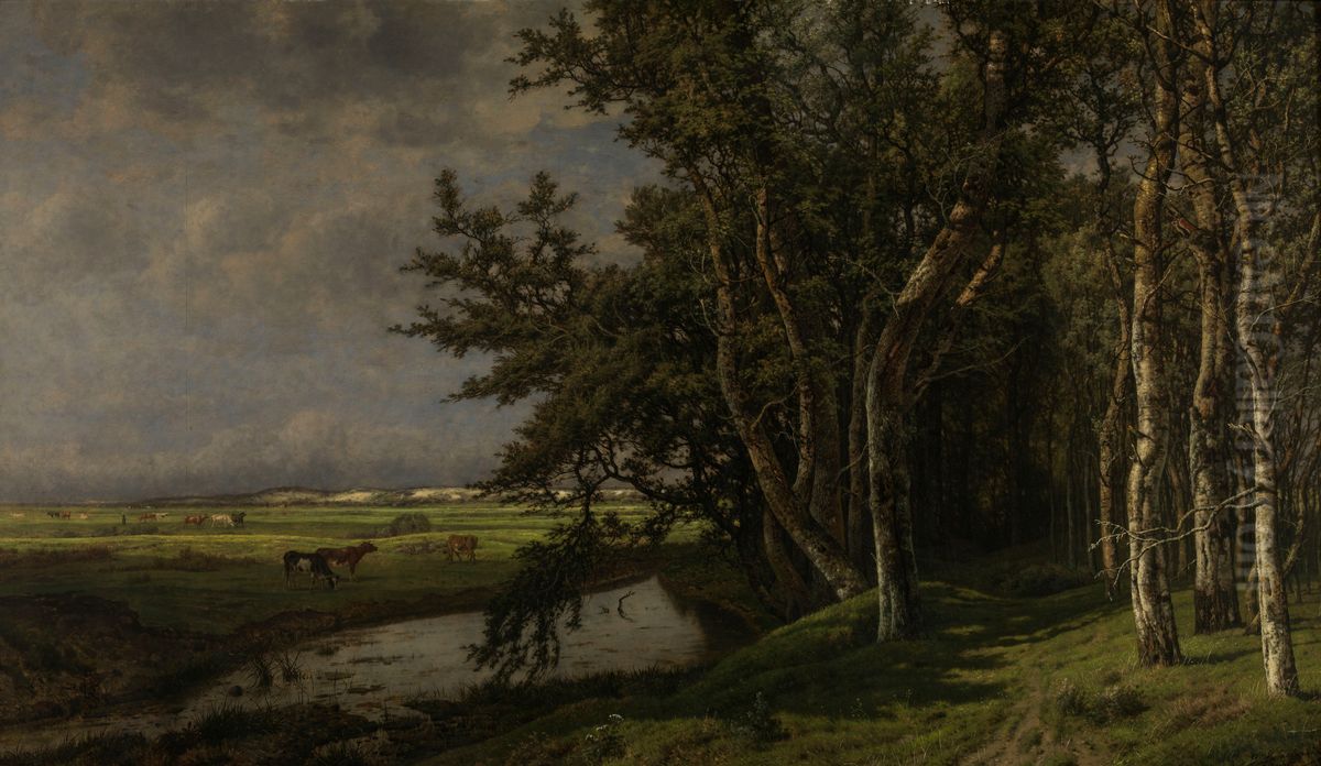 Prinsenvijver op het eiland Walcheren Oil Painting by Jean Pierre Francois Lamoriniere