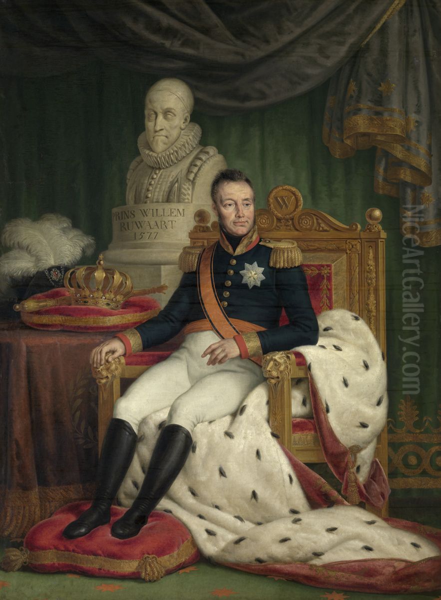 Portrait of King Willem I (1772-1843) Oil Painting by Mattheus Ignatius van Bree