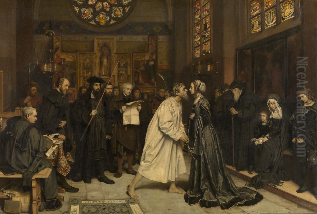 The Settlement Oil Painting by Pieter Van der Ouderaa