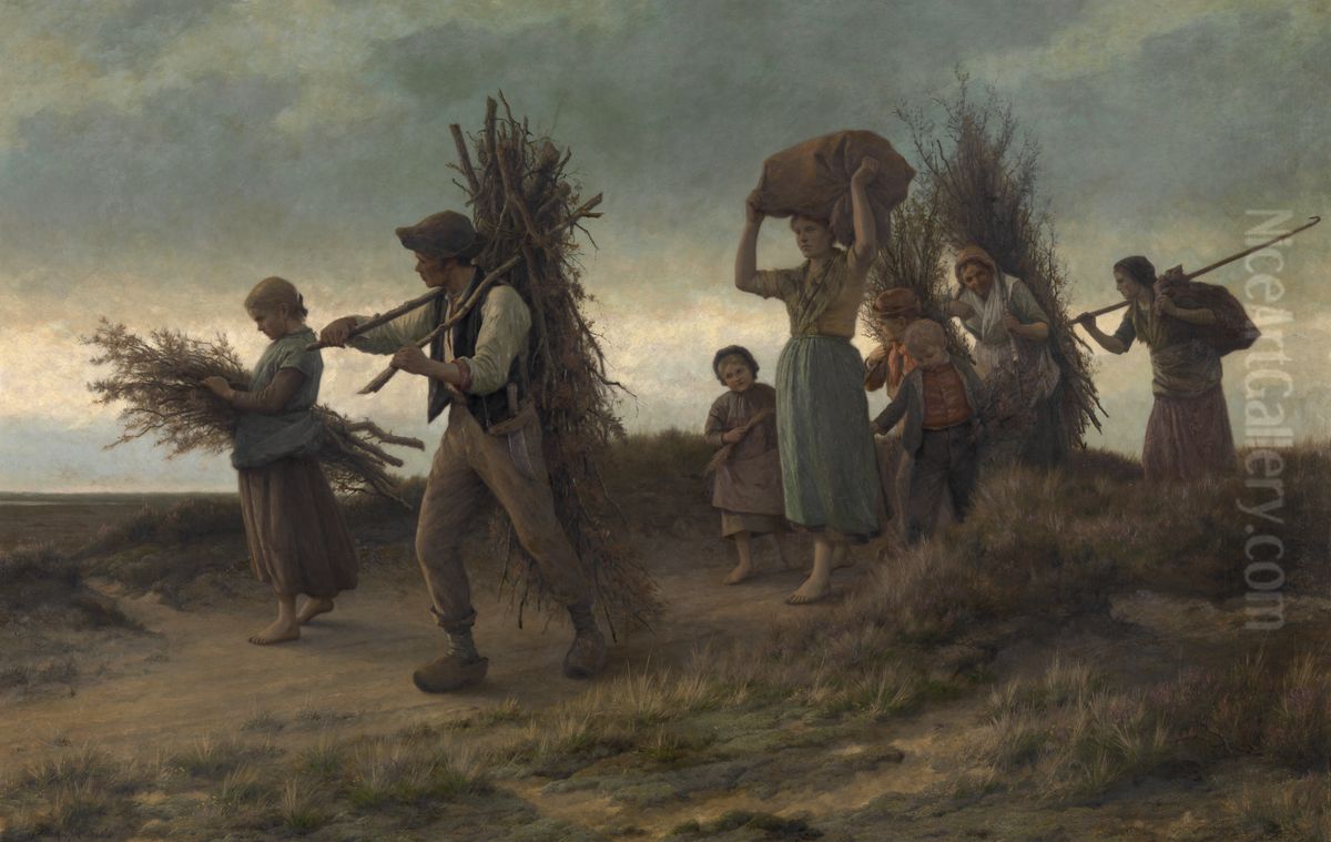 A Kempen Lumberjacks Family Oil Painting by Frans Van Kuyck