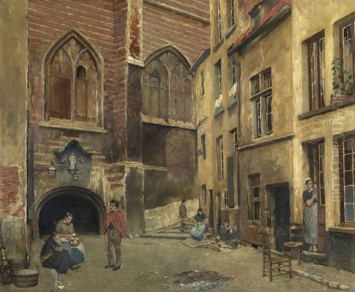 The Old Antwerp Butcher Hall Oil Painting by Piet Verhaert