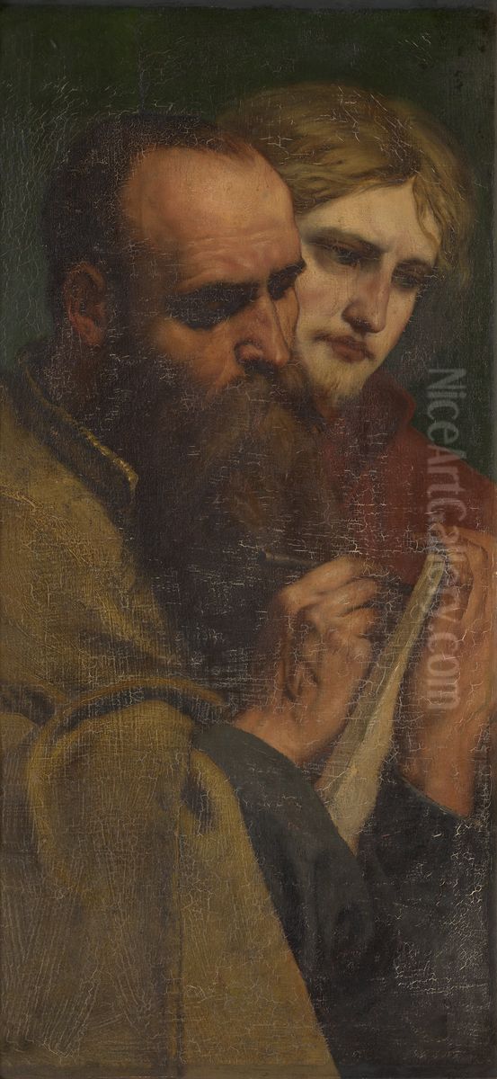 Two Evangelists Oil Painting by Charles Verlat