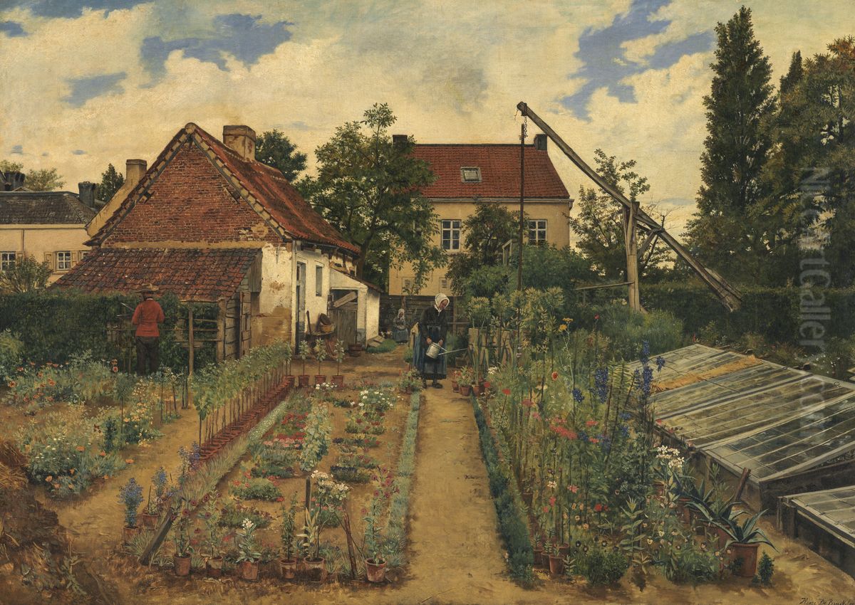 Garden of a Florist Oil Painting by Henri de Braekeleer