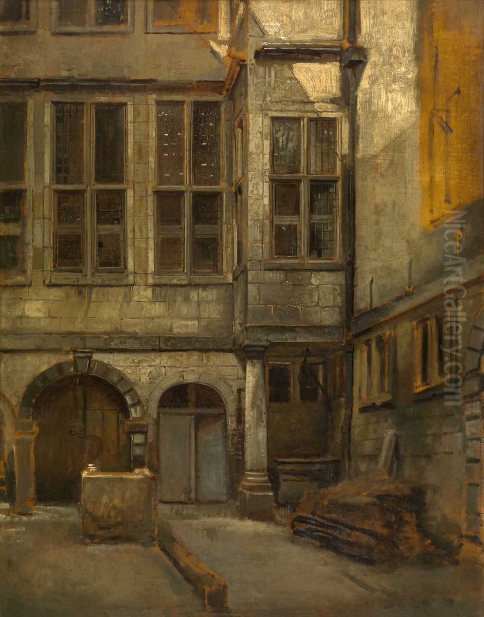 Courtyard of Antwerp Town Hall Oil Painting by Jan August Hendrik Leys