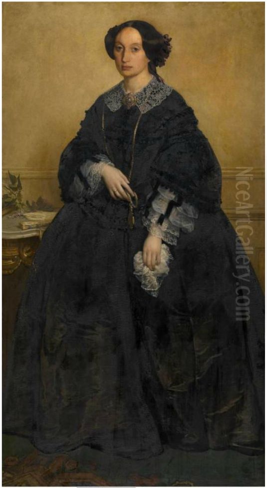 Mrs. Henri Leys-Van Haren Oil Painting by Josef Lies