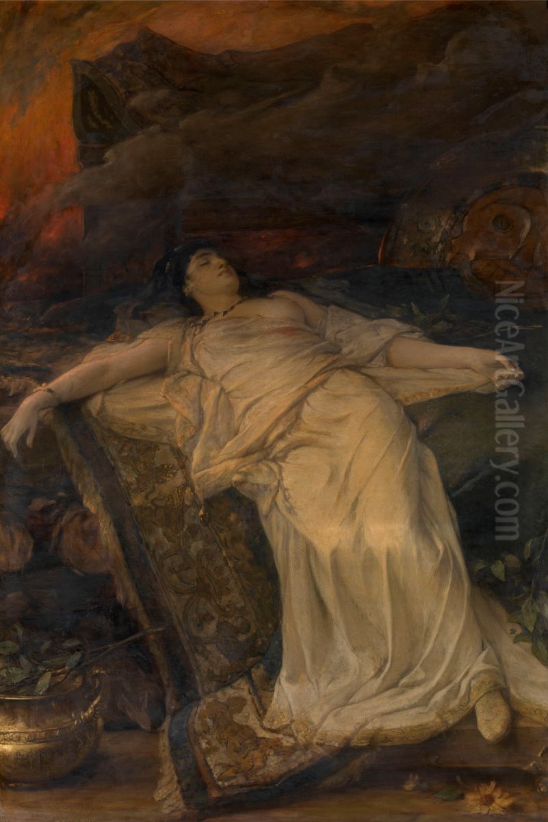 Polyxena on Achilles' funeral pyre Oil Painting by Joseph Stallaert